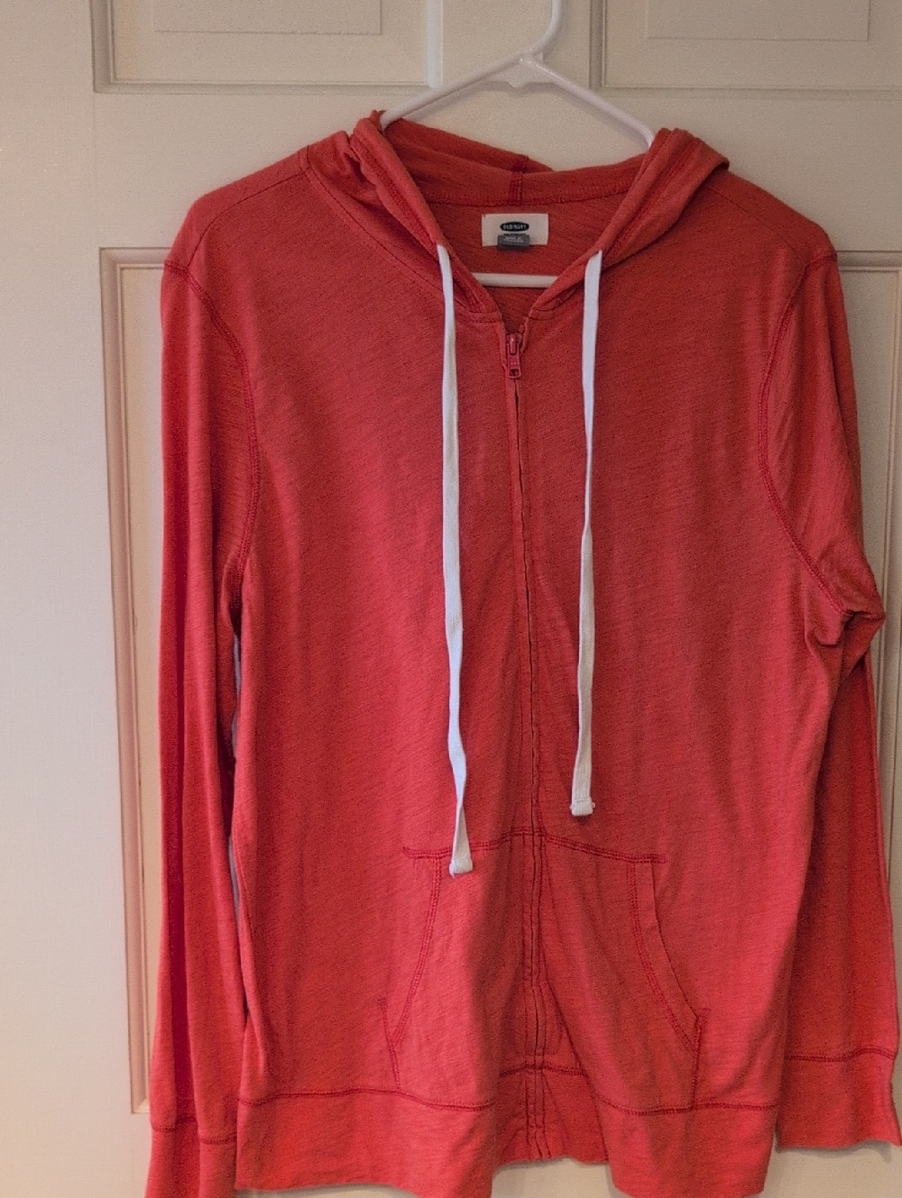 Old Navy Coral Zip-Up Hoodie with White Drawstrings